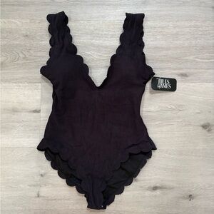 Black Scalloped One-Piece Swimsuit